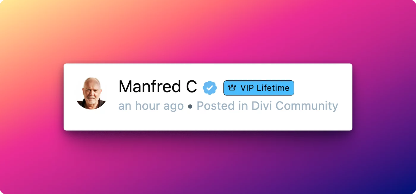 Thank You Manfred 😀