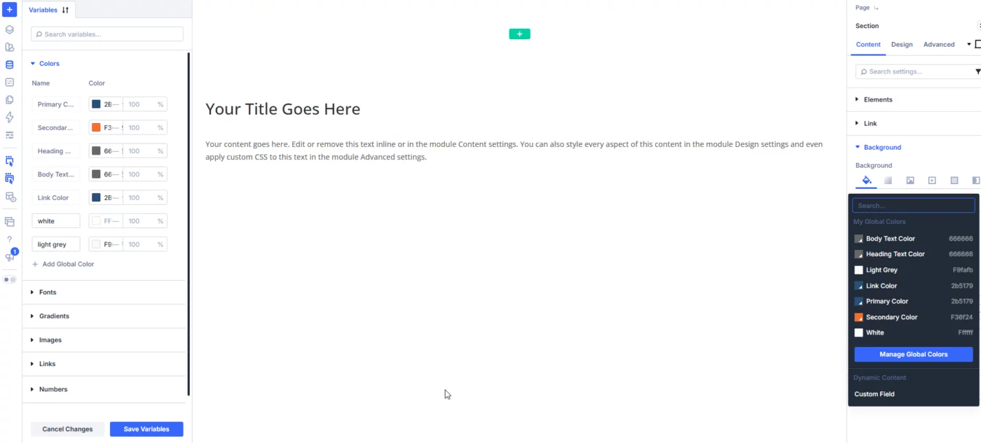 Divi 5 Color Palettes Question