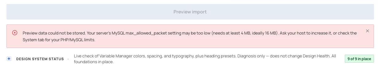 Problems with updating latest design system