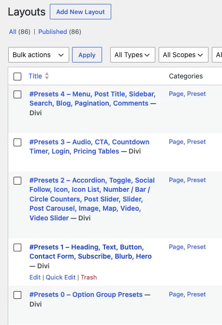 Feature request: Presets library pages